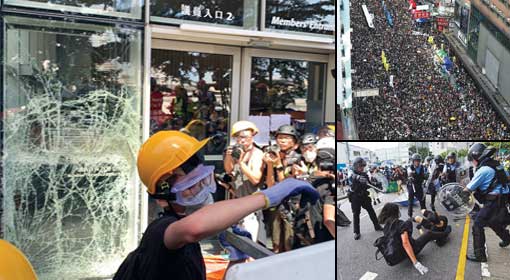 Hong Kong protests turn violent at the annual handover ceremony, vandalise legislative building